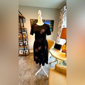 LulaRoe Amelia Floral Black Dress, NWOT, Size Large